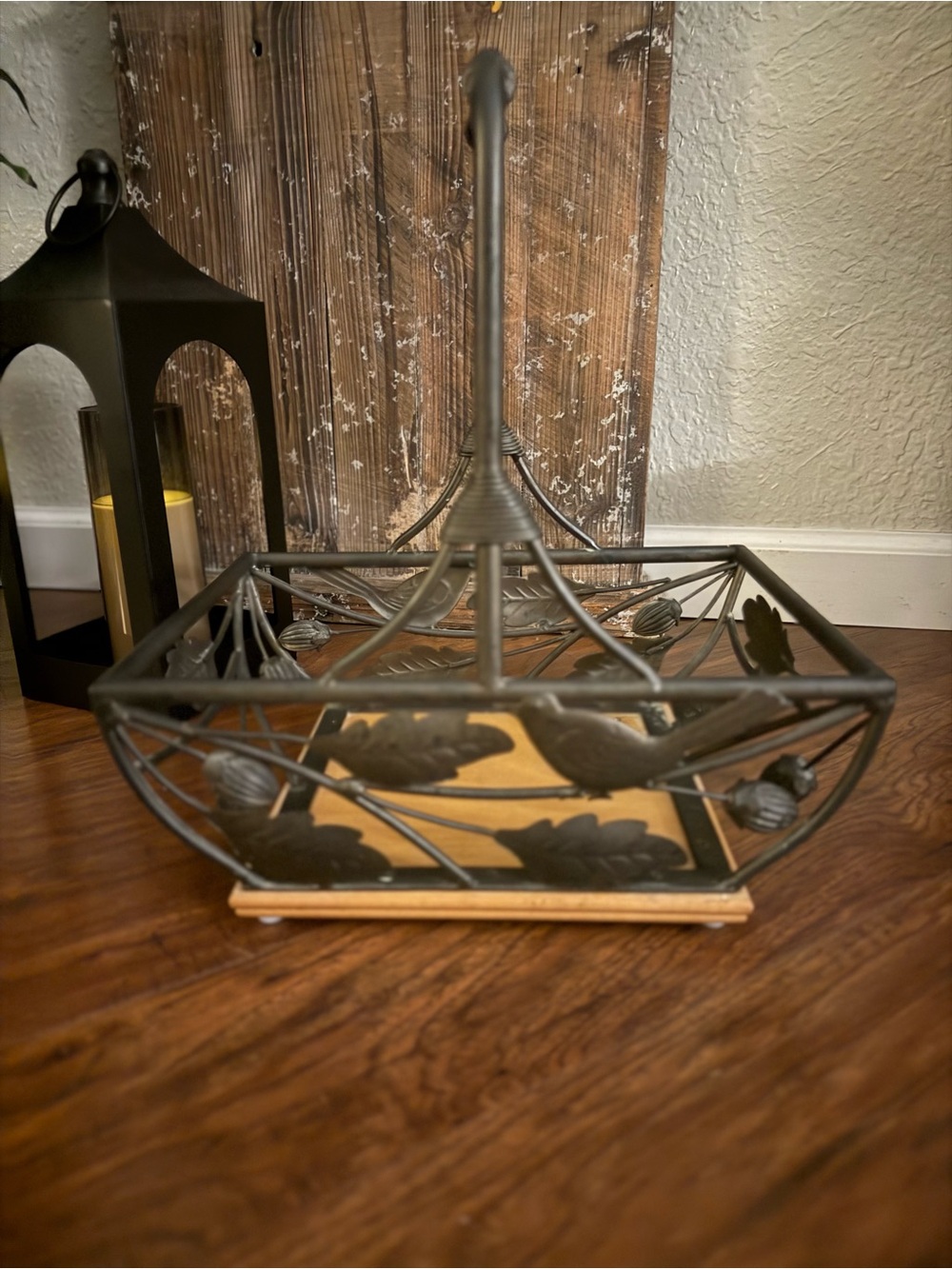 Decorative Metal Leaf Basket - Dark Bronze